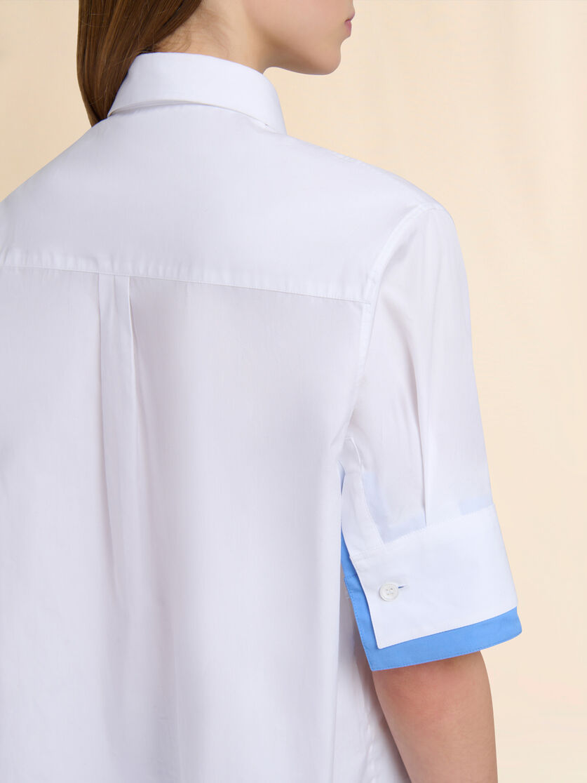 White poplin shirt with double cuffs - Shirts - Image 4