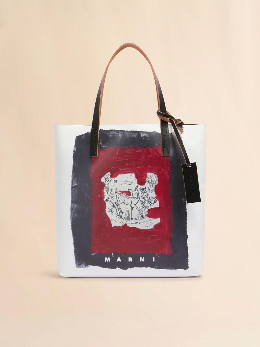 White and black Tribeca tote with Fawn print - Shopping Bags - Image 1