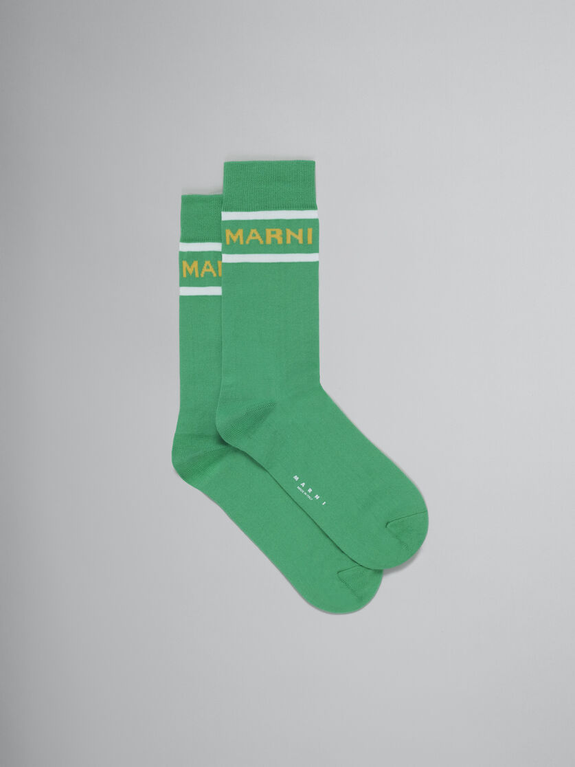 Black cotton socks with logo - Socks - Image 1