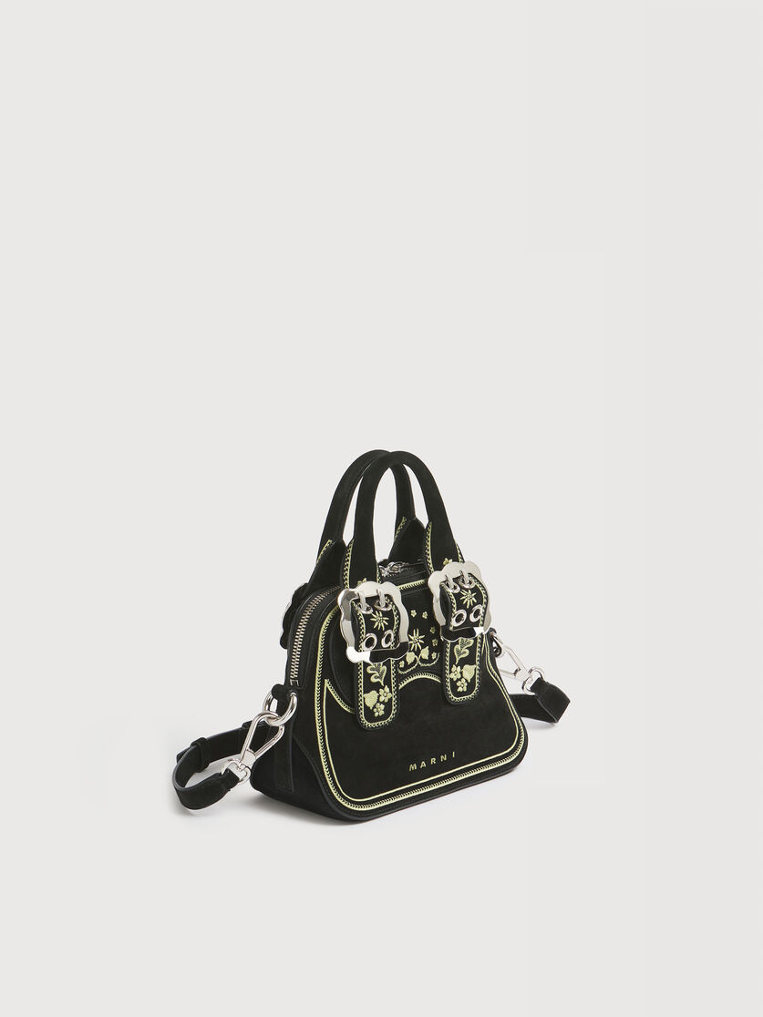 Black suede Belte bag with embroidery, Image 3