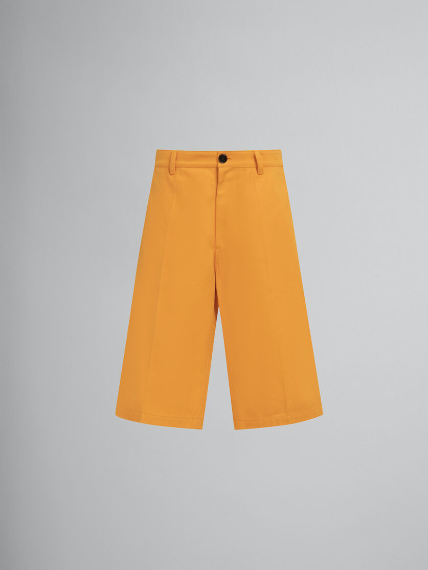 Orange gabardine Bermuda shorts - Pants - Image 1
