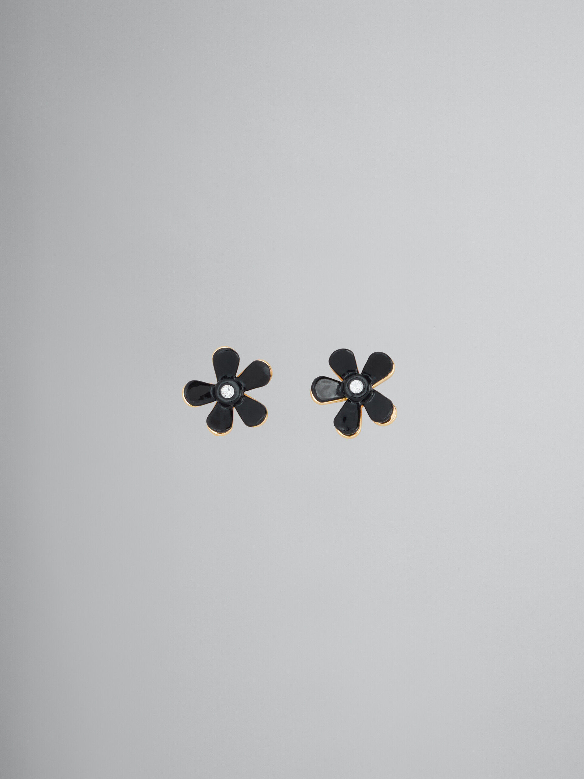 Black enameled metal Flower Pop earrings | Marni