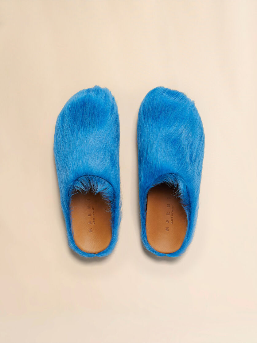 Blue long-hair calfskin Fussbett sabot - Clogs - Image 4