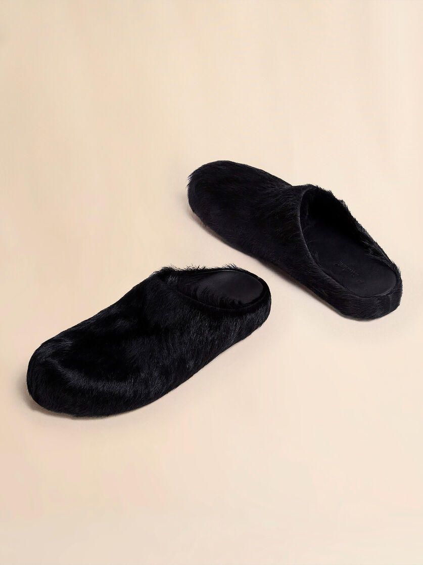 Blue long hair calfskin Fussbett sabot - Clogs - Image 5