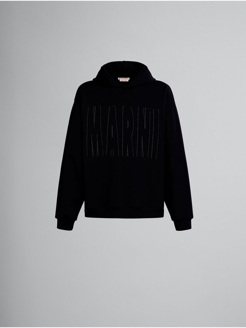 Black cotton sweatshirt with Marni logo - Sweaters - Image 1
