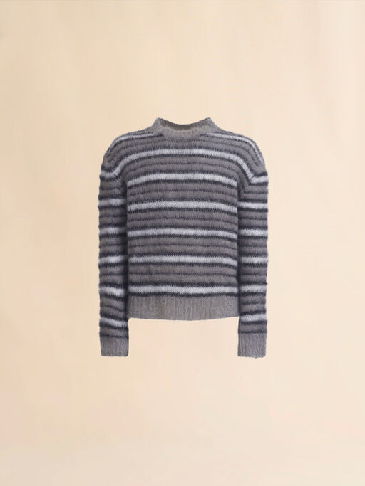 Grey striped mohair jumper - Pullovers