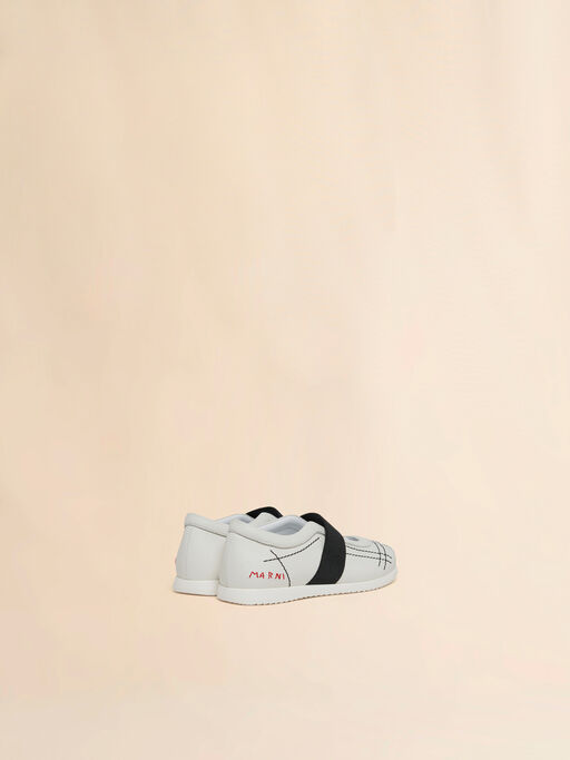White leather low-cut sneaker with Marni Mending - Sneakers