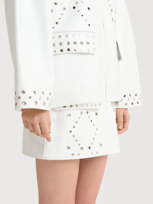 White leather mini skirt with studs - Skirts