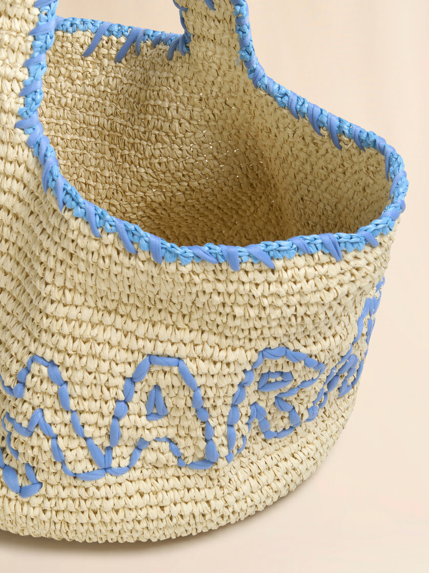 Natural raffia and blue Nassa medium hobo bag - Shoulder Bags - Image 4