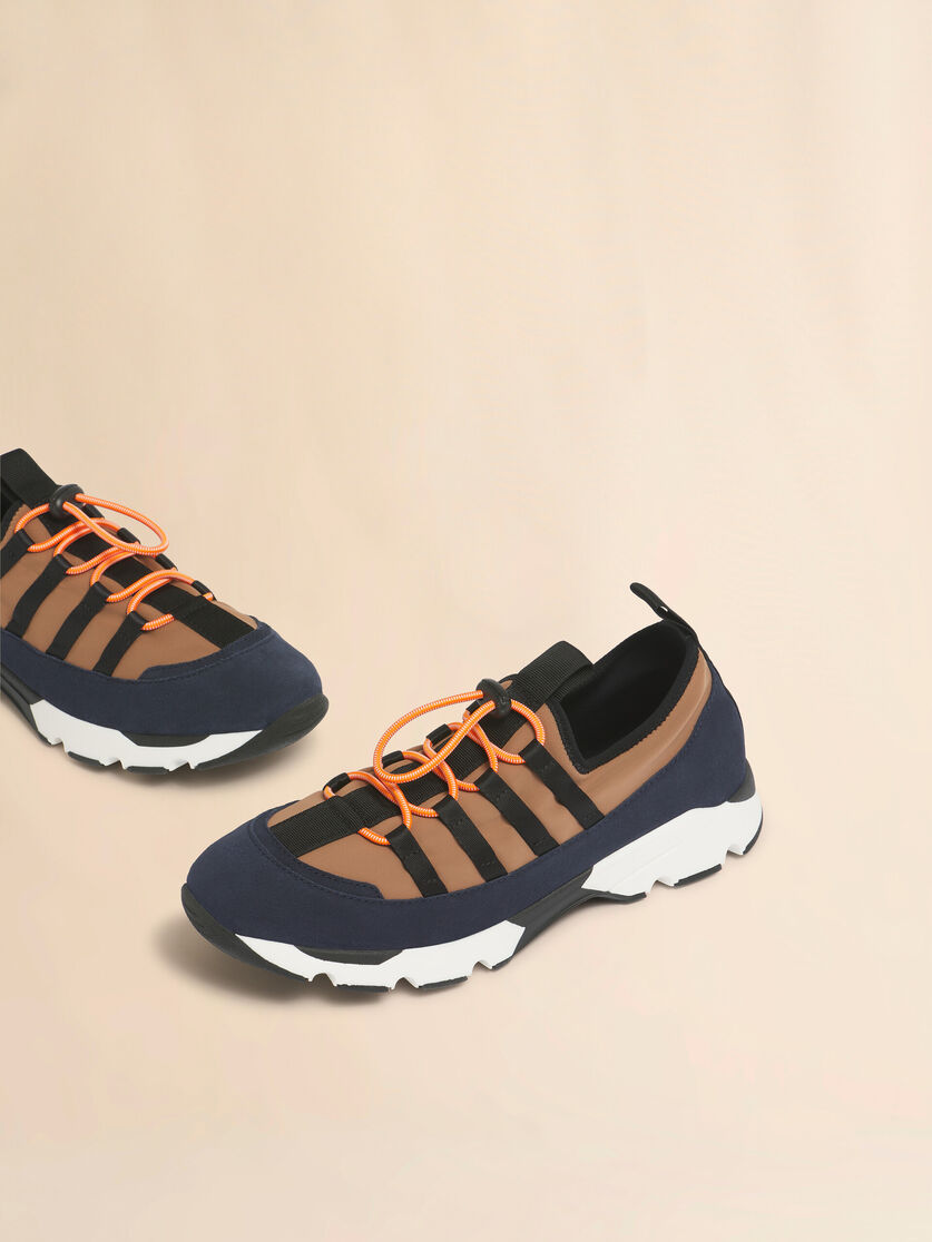 Light brown and blue lycra lace-up Running Sneaker, Image 5