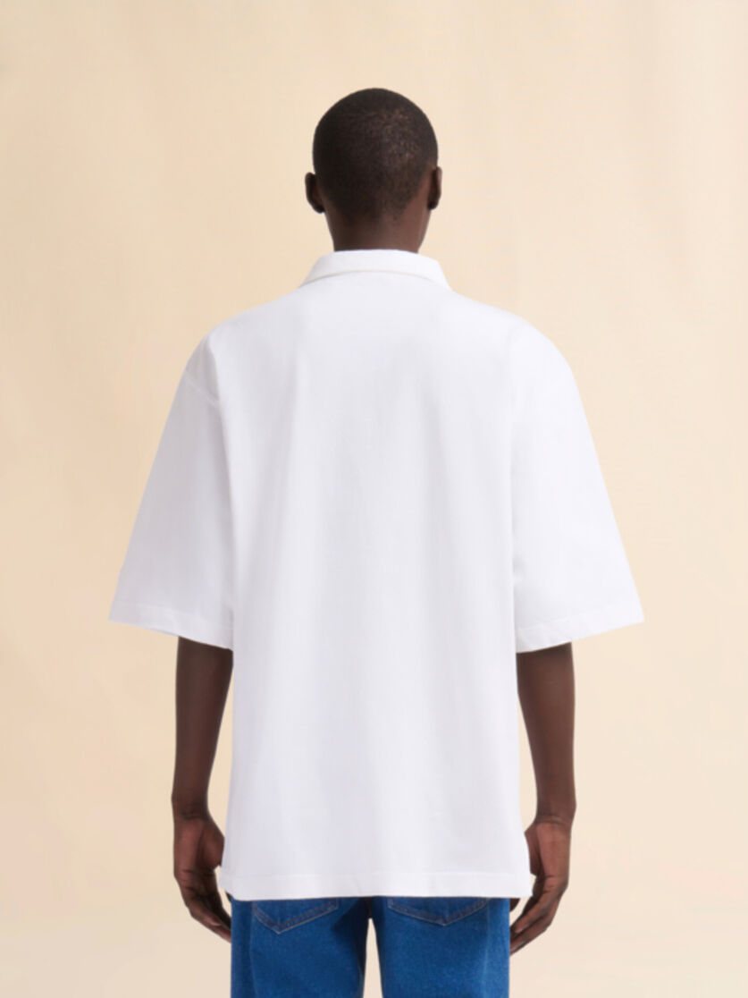 Blue organic cotton oversized polo shirt with Marni patches - Shirts - Image 3
