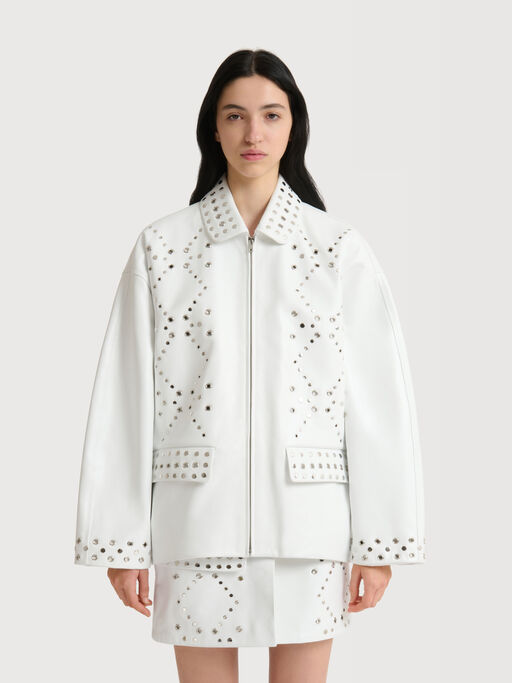 White leather jacket with studs - Jackets