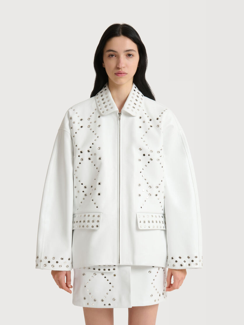 White leather jacket with studs, Image 2