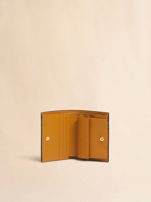 ブラウン ホワイト マスタード サフィアーノレザー製二つ折りウォレット - 財布