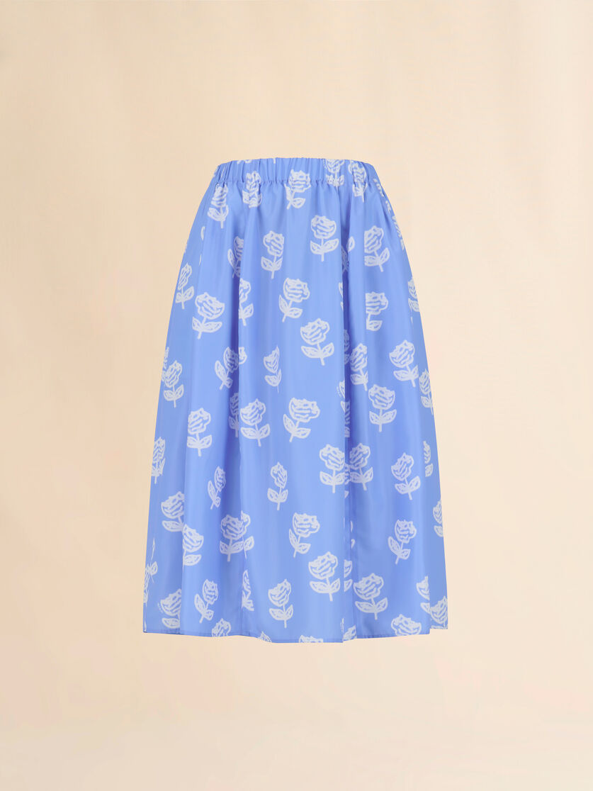 Light blue poplin egg skirt with Sprayed Roses print - Skirts - Image 1