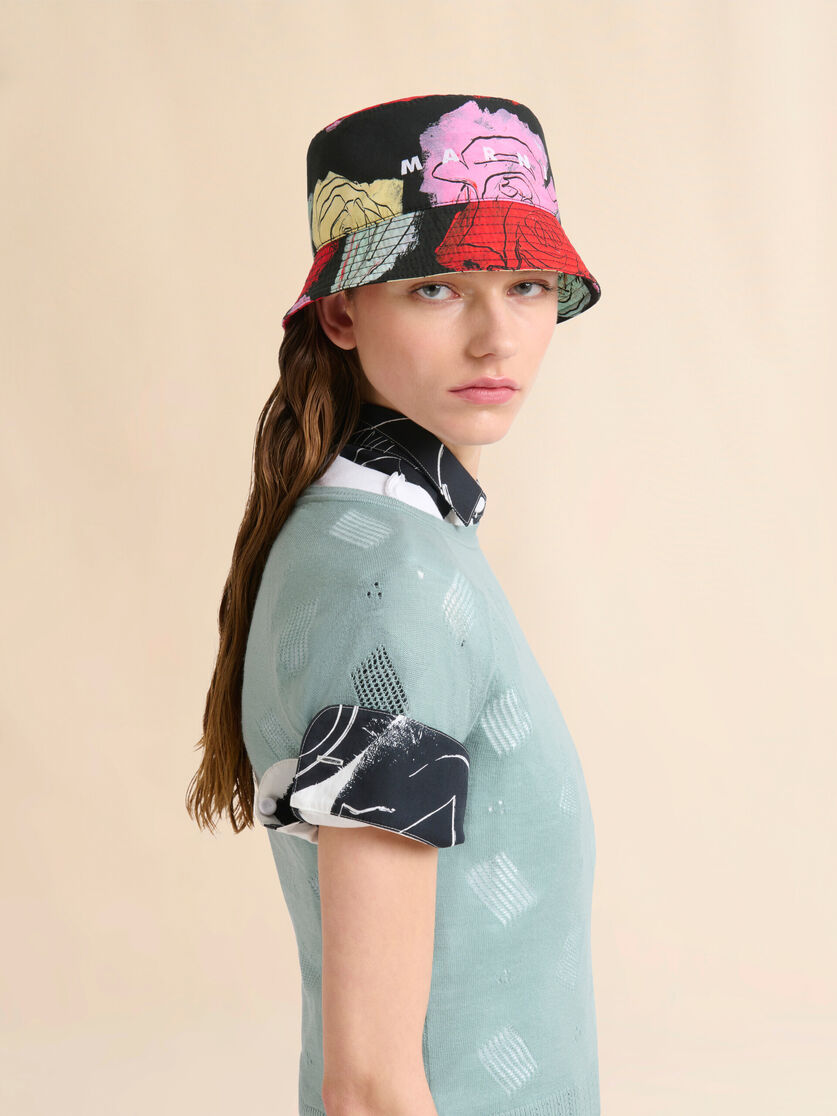 Black cotton bucket hat with Orion print - Hats - Image 2