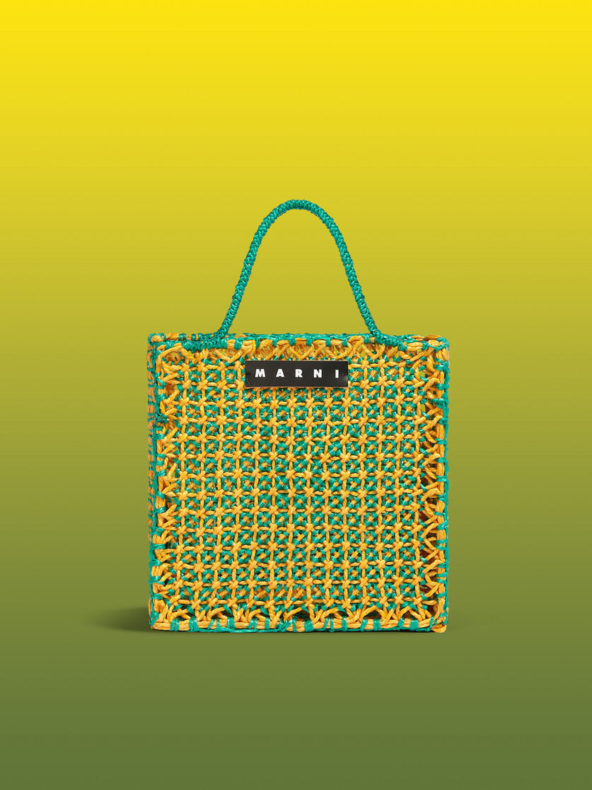 MARNI MARKET JURTA large bag in pale blue and beige crochet - Shopping Bags - Image 1