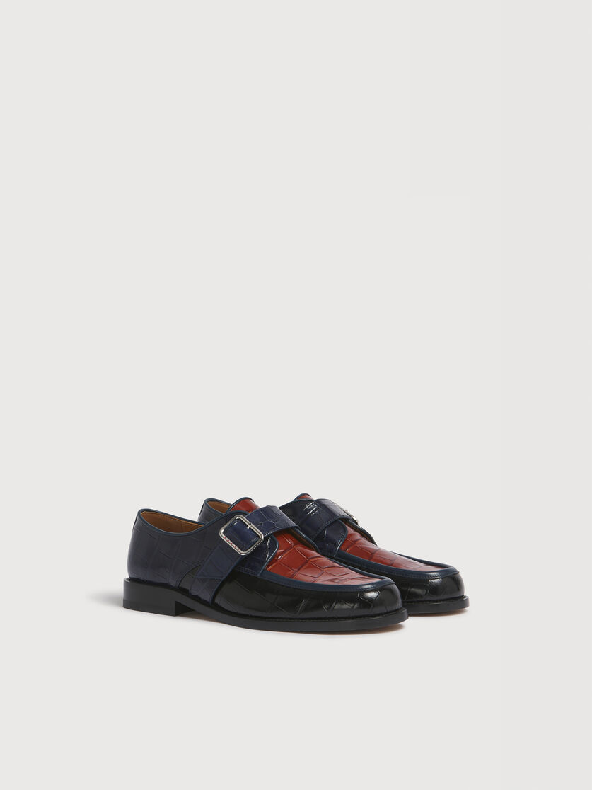 Mocassin imprim&eacute; crocodile noir, marron et bleu, Image 2