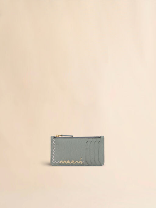 Grey credit card holder with Marni Symbol logo - Wallets