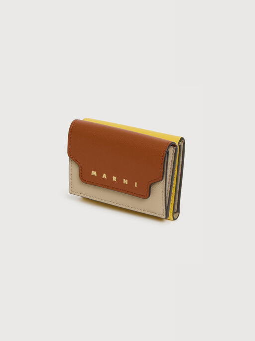 タン、トープ＆ブラウン サフィアーノレザー 三つ折りウォレット - 財布