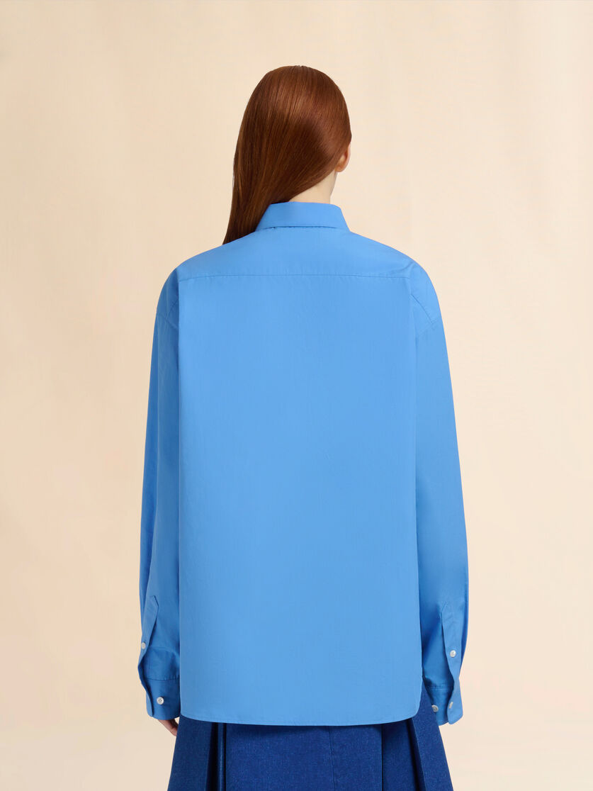 Blue organic poplin shirt with Marni Mending - Shirts - Image 3