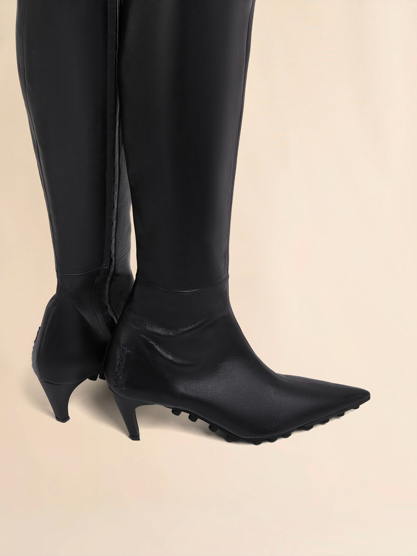 Black nappa knee-high Spike boot - Boots - Image 4