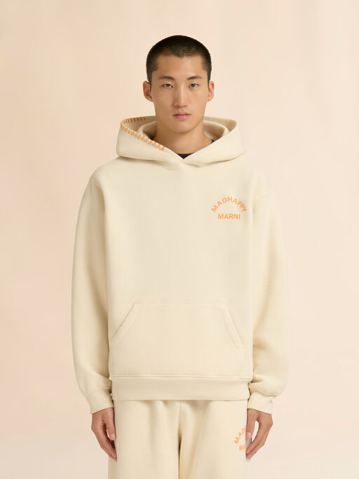 Marni + Madhappy cream cotton hoodie with arch logo print - Sweaters