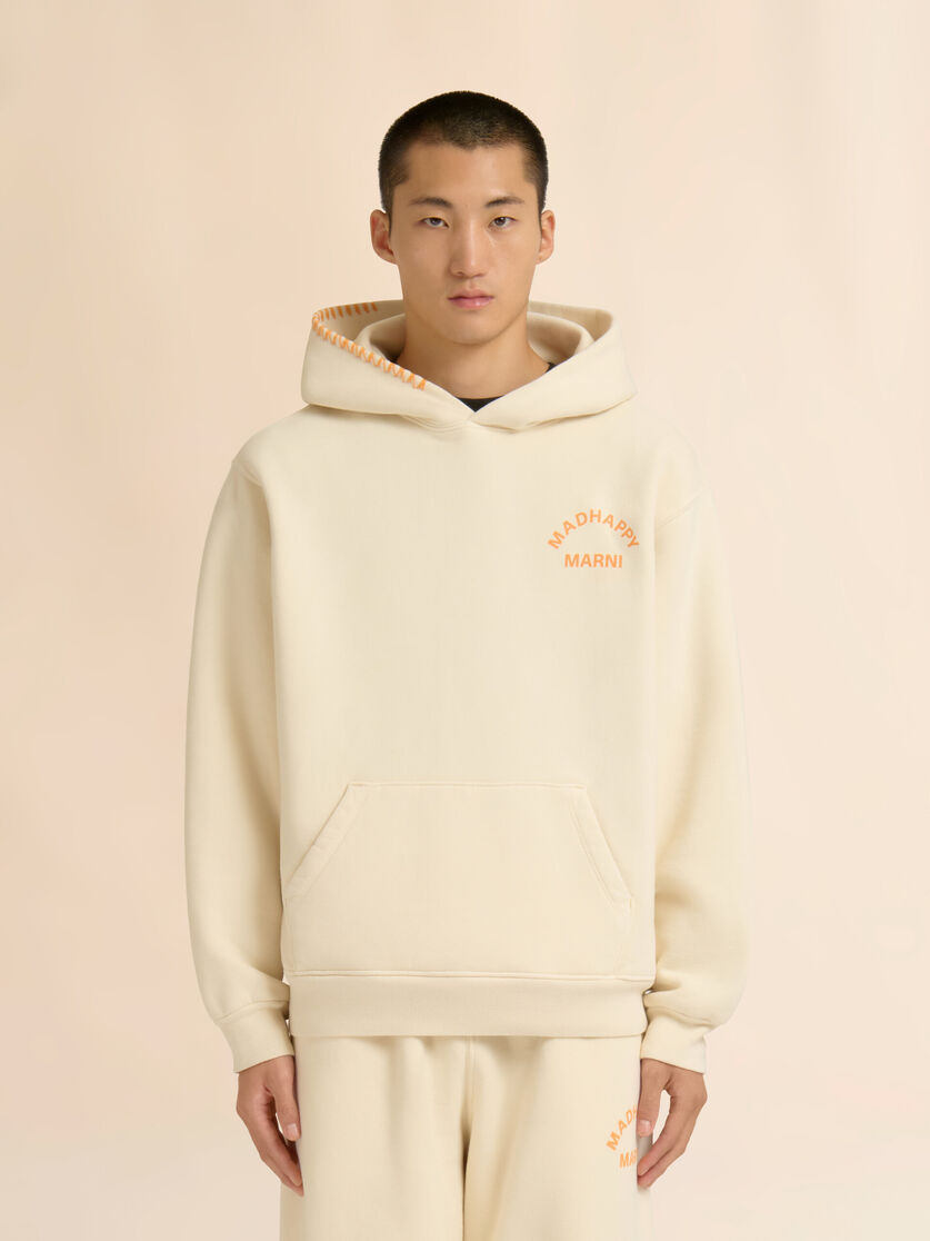 Marni + Madhappy cream cotton hoodie with arch logo print, Image 2