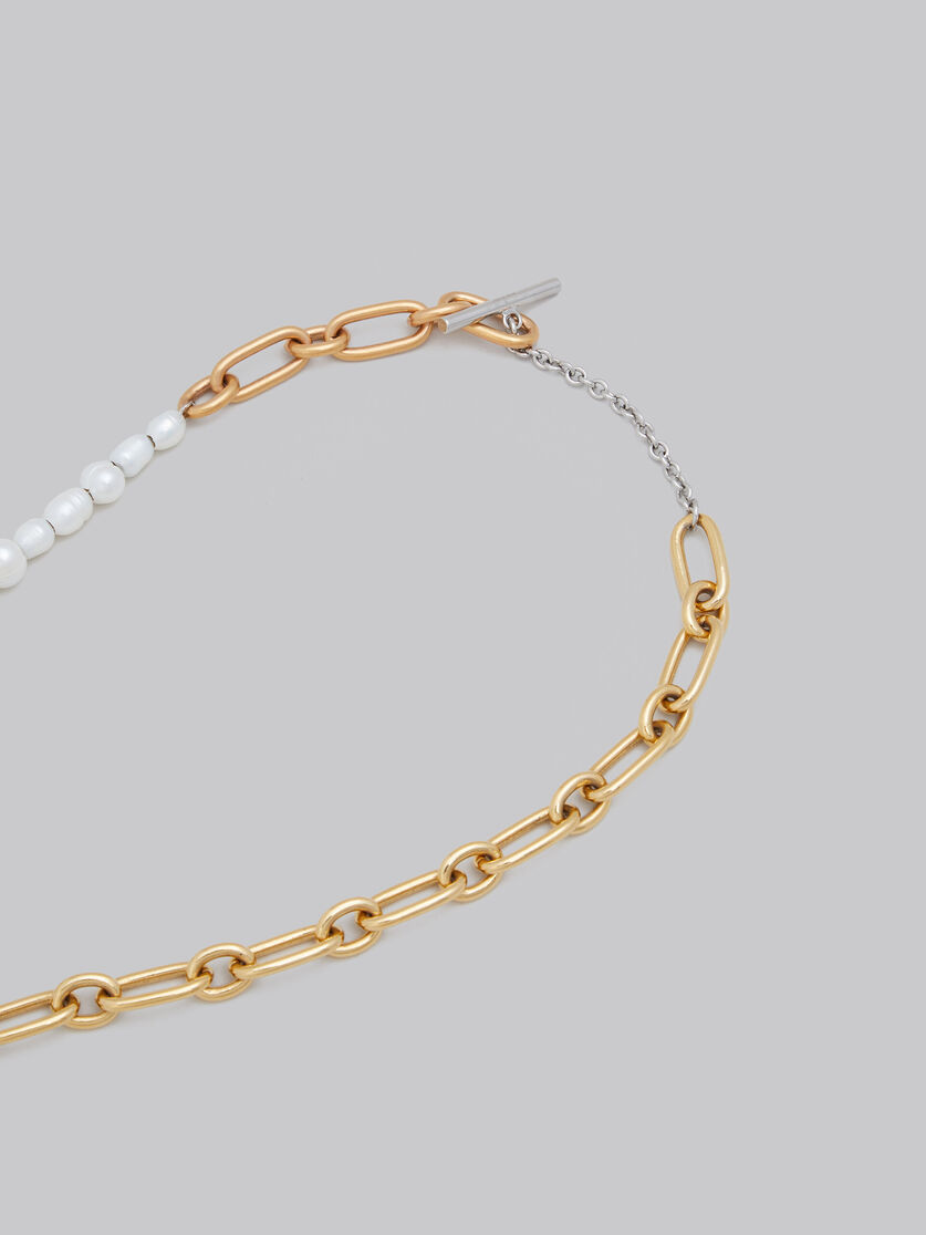 Mixed link chain necklace with pearls and rings - Necklaces - Image 4