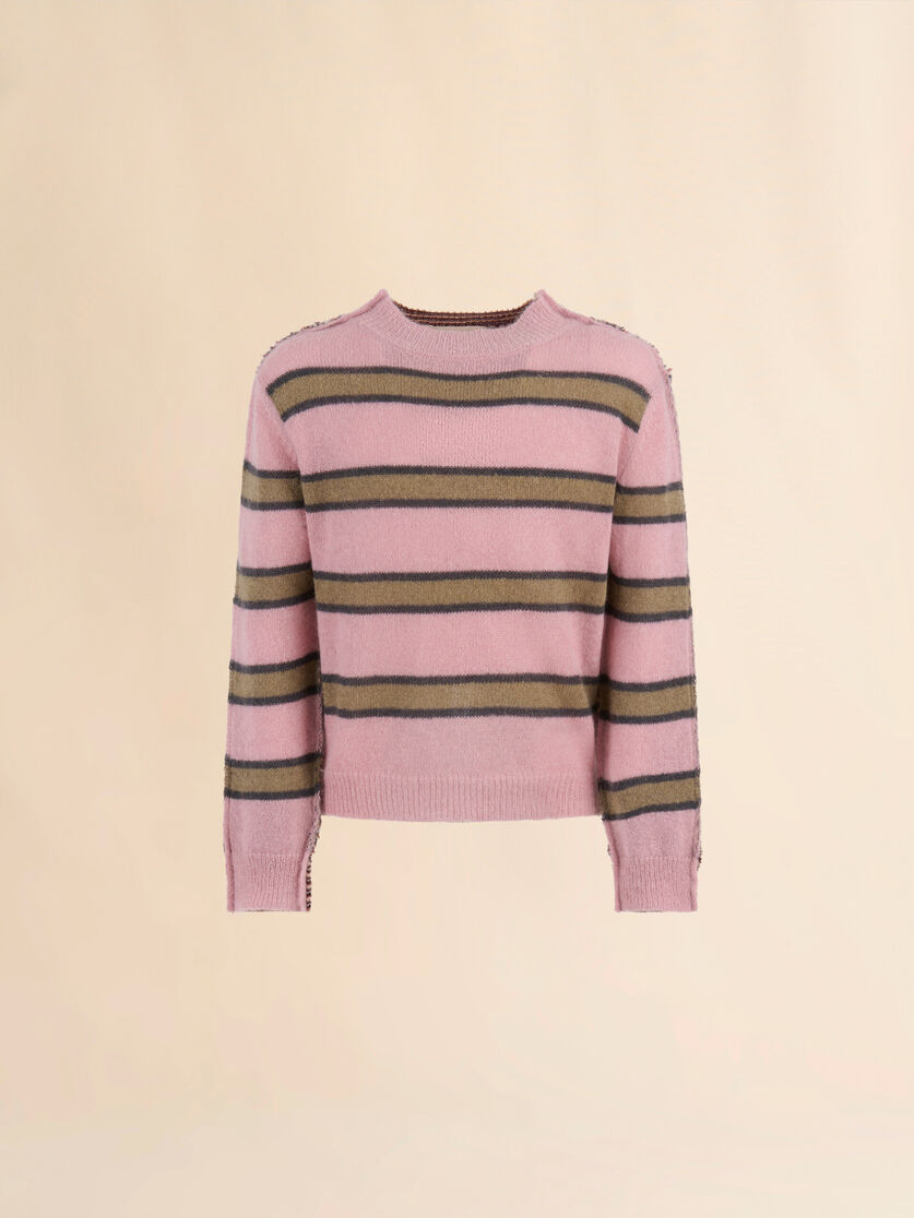 Blue striped mohair and wool half-and-half jumper - Pullovers - Image 1