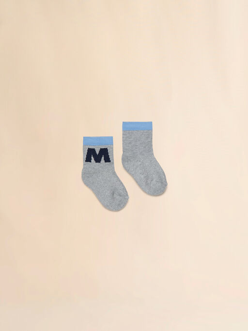 Grey melange cotton-nylon socks with M logo - Socks