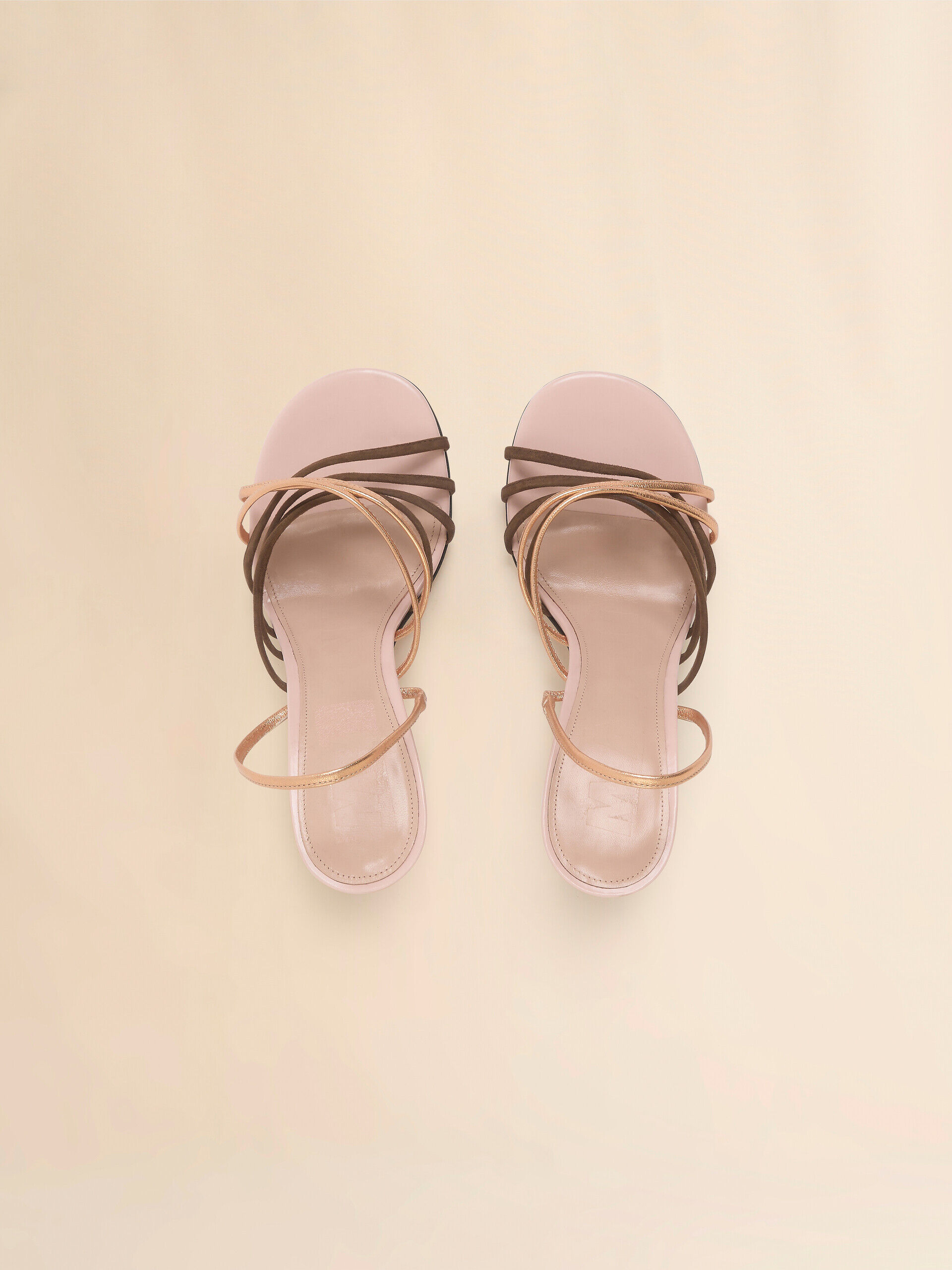 【MARNI】ニューウェーブサンダル Pink brown and rose gold suede and metallic leather New Wave