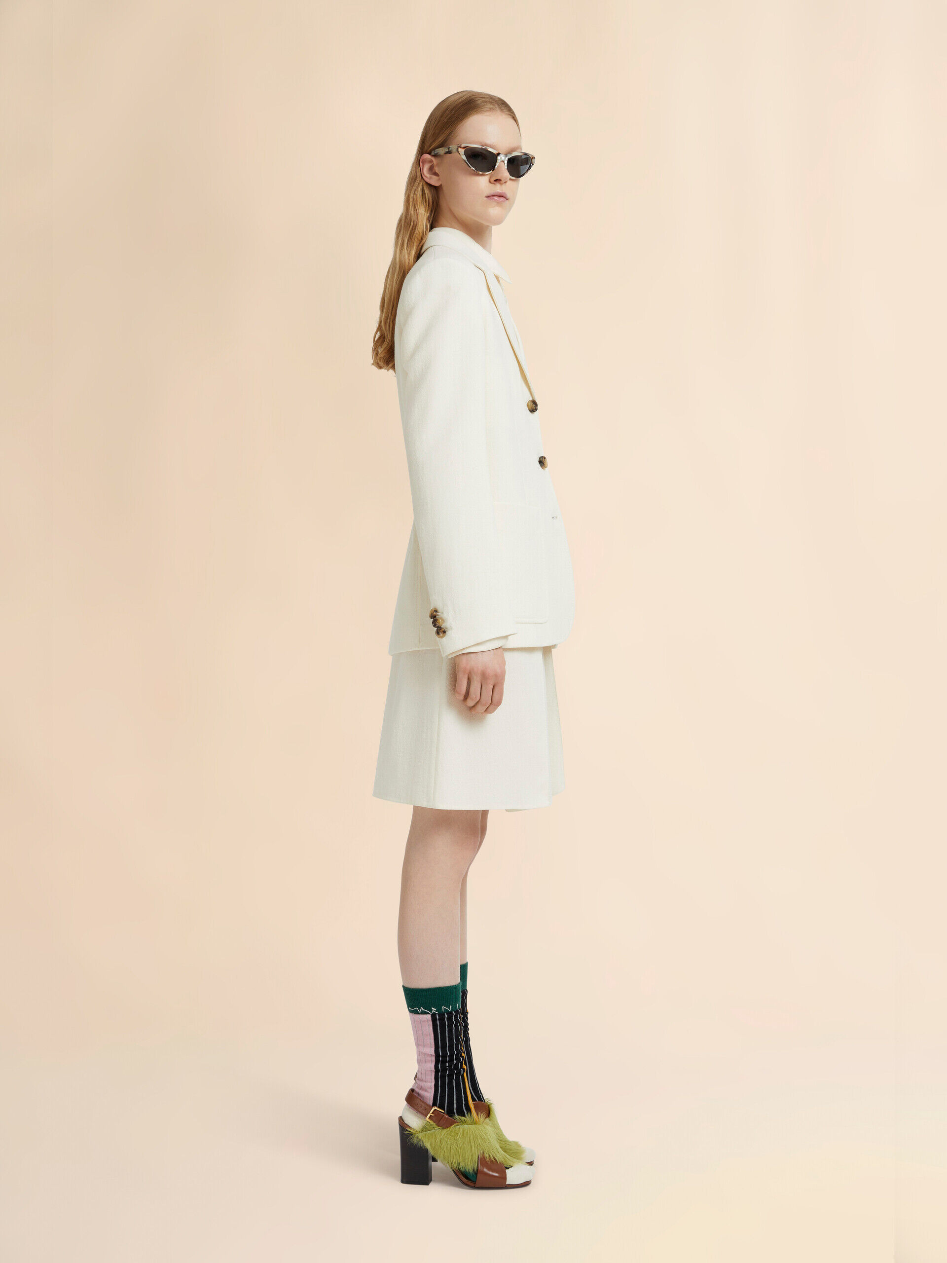 Off-white wool crêpe midi skirt | Marni