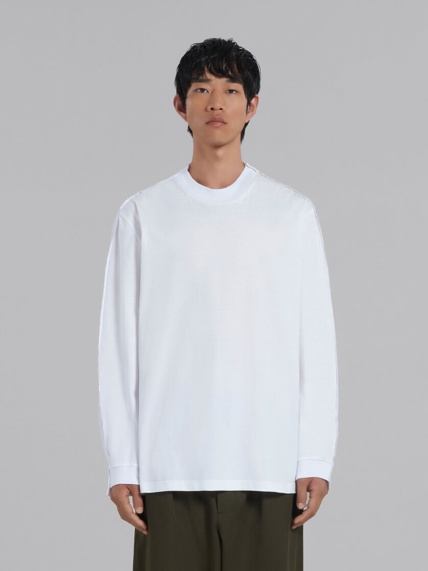 ホワイト バックヨーク オーガニックコットン 長袖Tシャツ(リラックス 