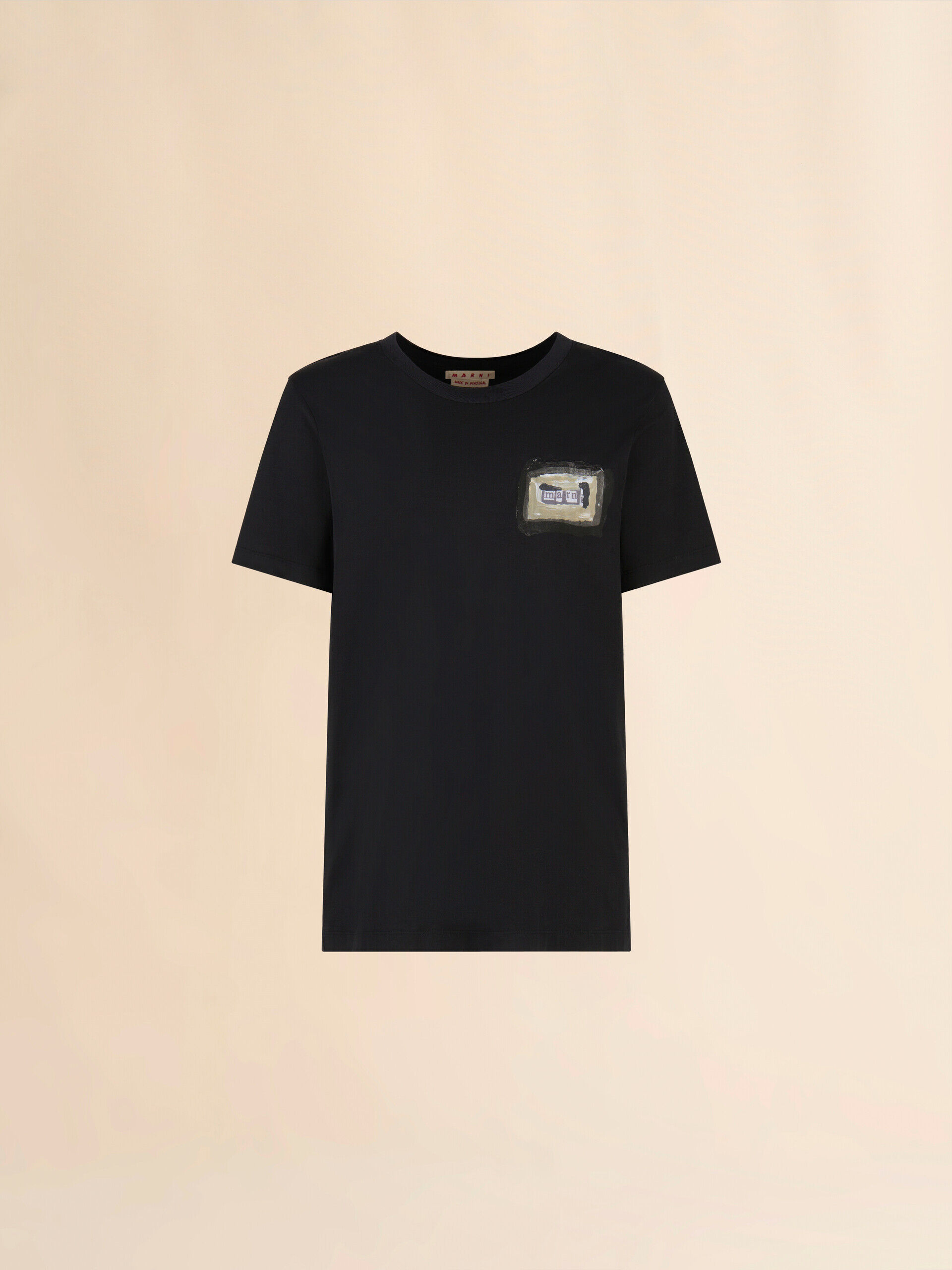 Tシャツ・カットソー MARNI Men T-shirt Black HUMU0198BPUSCX92 00N99 Black cotton T-shirt with small Marni collage print | Marni