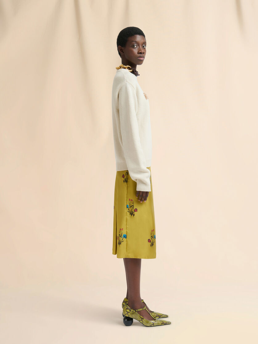 Cream wool jumper with laser-cut Marni logo - Pullovers - Image 5