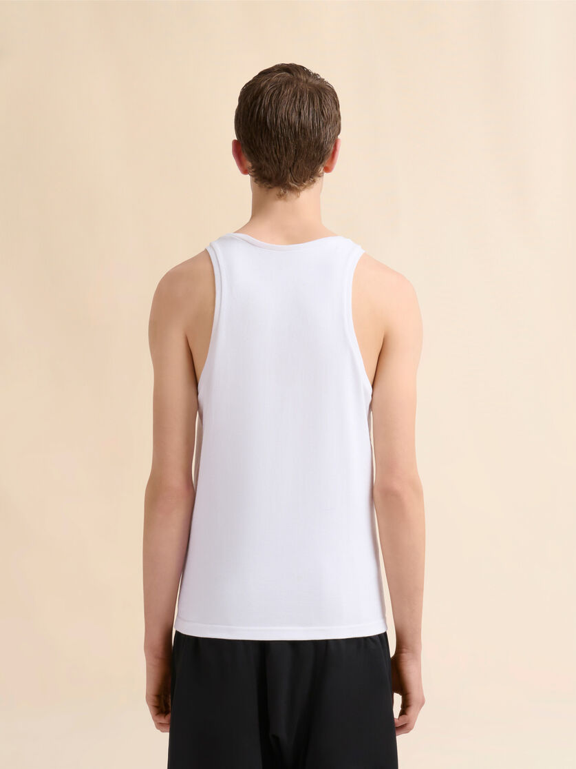 Black cotton tank top with mohair embroidery - Shirts - Image 3