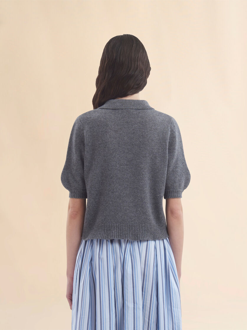 Grey cashmere polo jumper with Marni patch - Shirts - Image 3