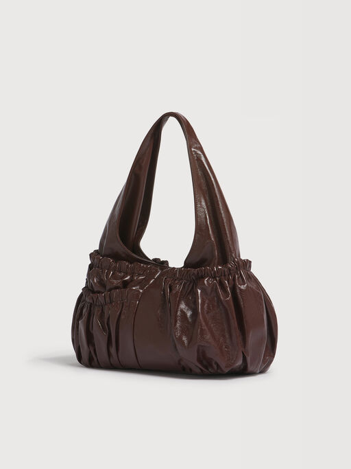 Brown leather gathered hobo bag - Shoulder Bags
