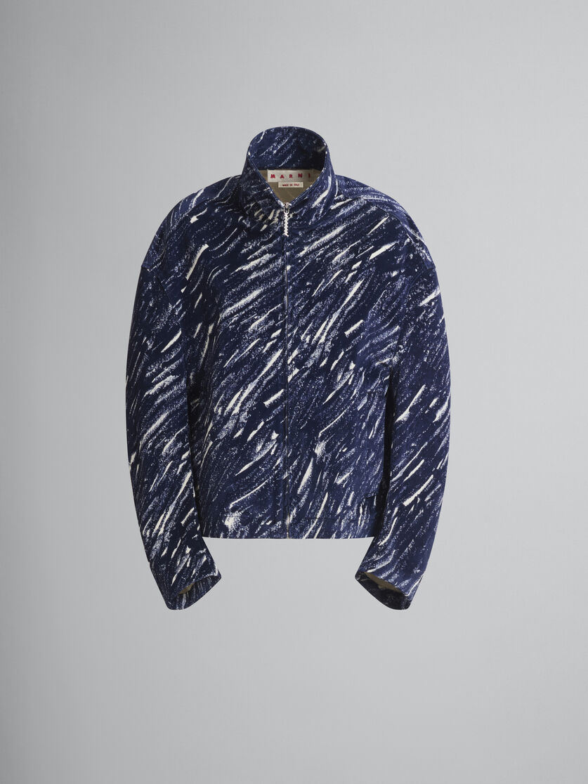 ブルー フロックドデニム製 クロップドジャケット、Crayonプリント | Marni 