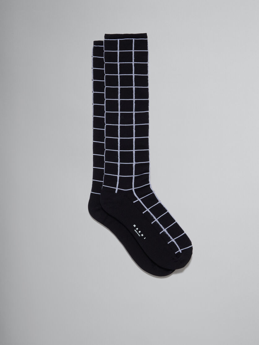 Black checked nylon socks - Socks - Image 1
