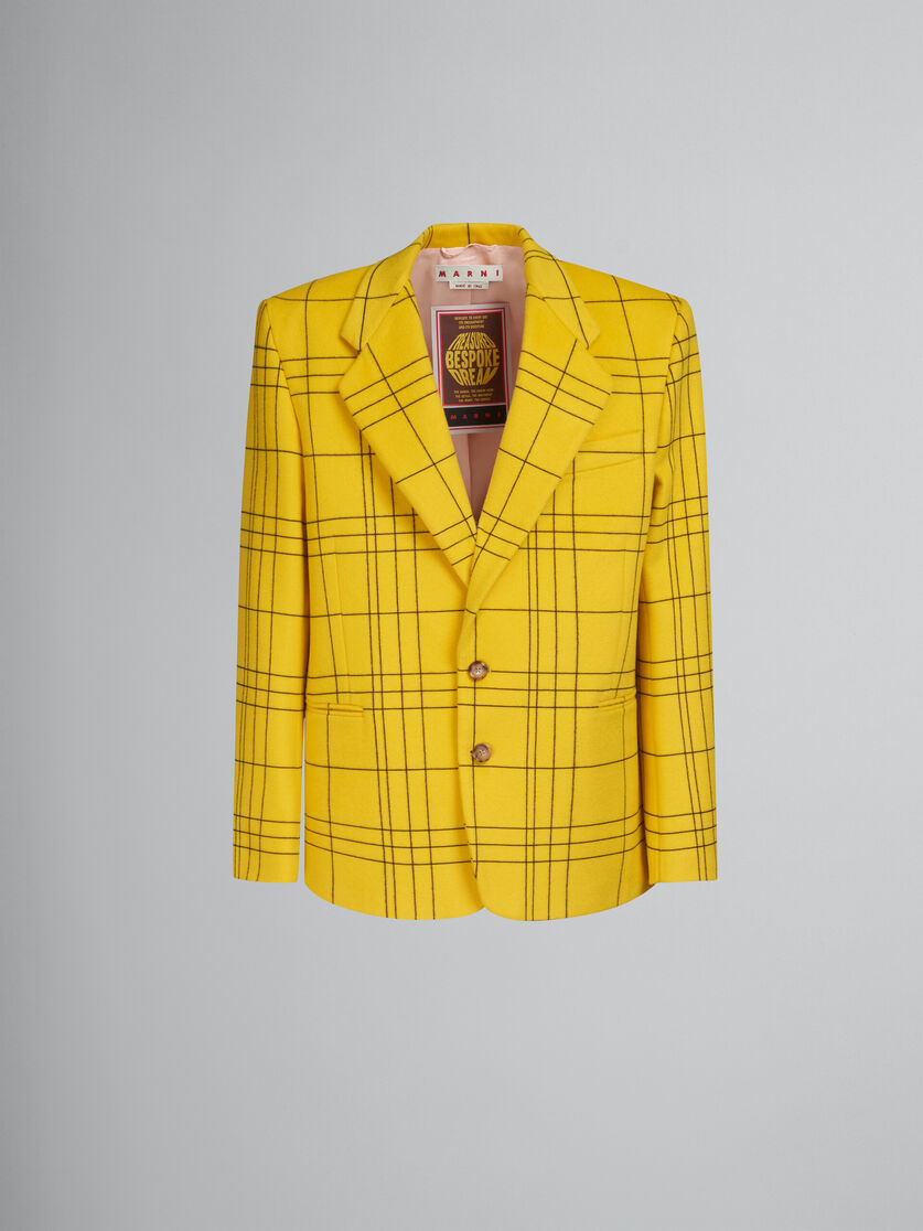 Yellow checked wool felt blazer - Jackets - Image 1