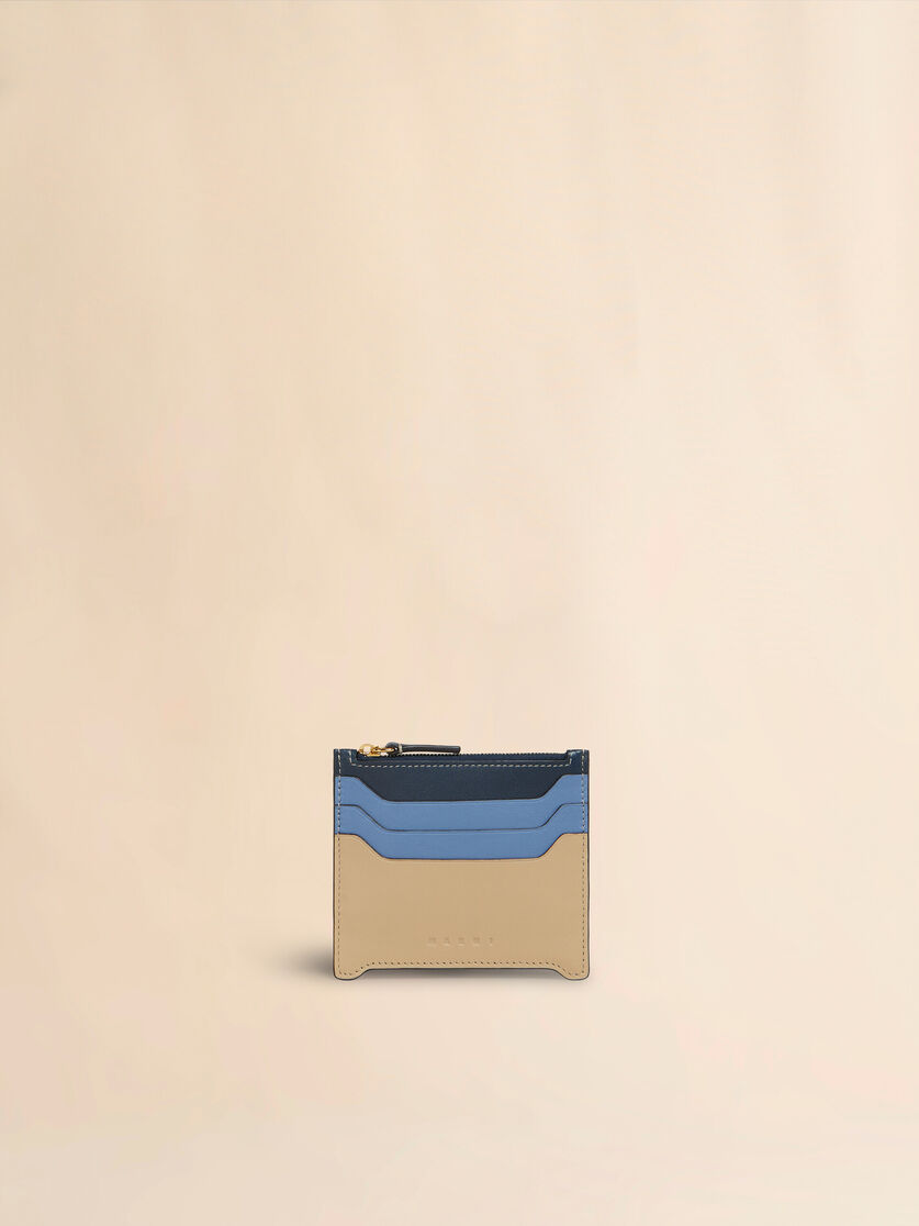 Blue, light blue, and beige leather Trunkaroo cardholder - Wallets - Image 1