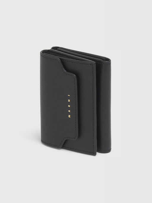 Black saffiano leather tri-fold wallet - Wallets