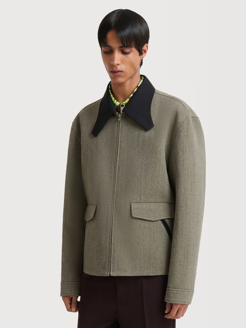 Taupe tweed jacket with sculptural collar, Image 3