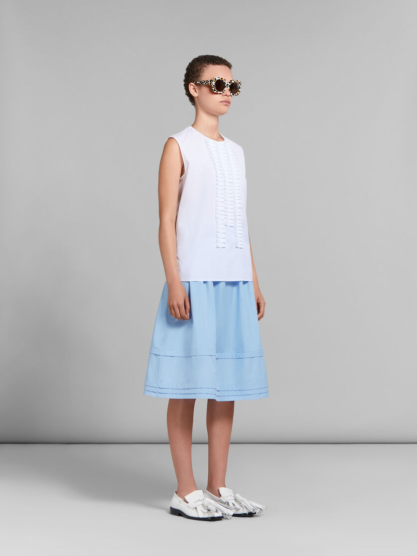 Light blue poplin flared midi skirt - Skirts - Image 5