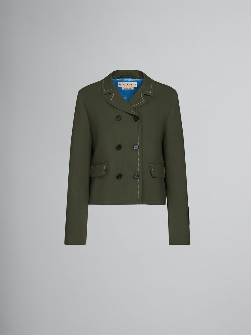 Green wool jacket with contrast stitching - Jackets - Image 1