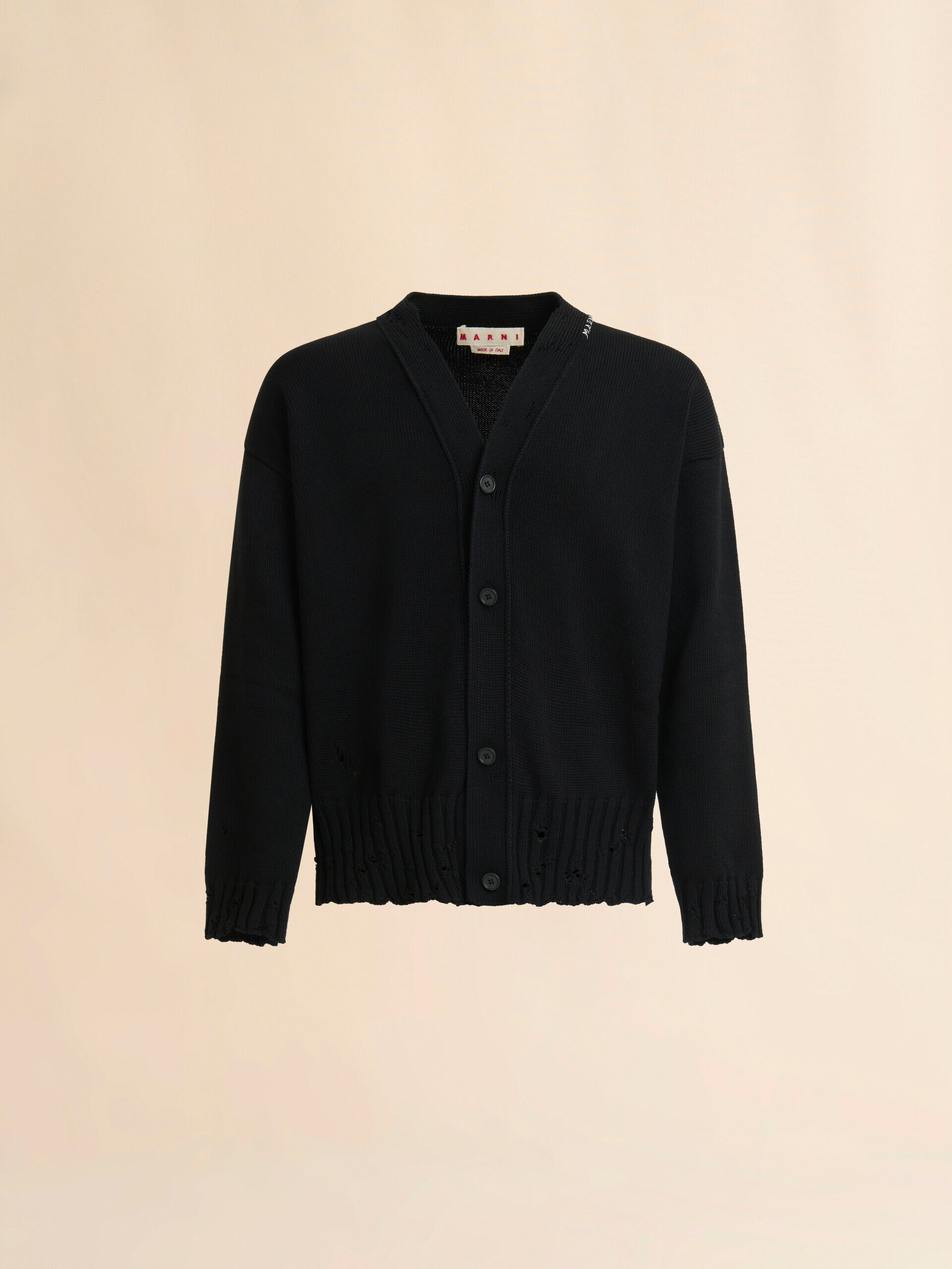 ブラック コットン製カーディガン マルニシンボル入り | Marni