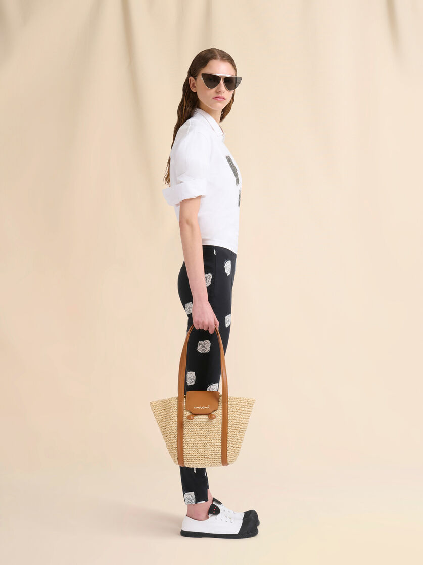 Tote bag da spiaggia Trunkaroo piccola in tessuto effetto rafia nera - Borse shopping - Image 2