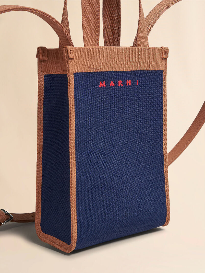Sac porté épaule en jacquard bleu et marron - Sacs portés épaule - Image 4